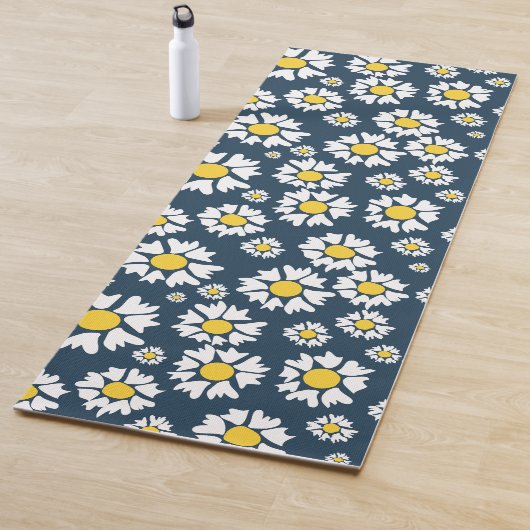 Daisy Pattern, Blumenmuster, weiße Daisien Yogamatte (Beispiel)