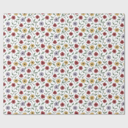 Daisy Pattern Doodle Pen and Ink Style Geschenkpapier (Flach)