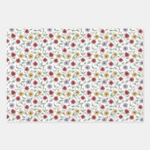 Daisy Pattern Doodle Pen and Ink Style Geschenkpapier Set (Vorderseite 3)