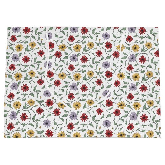 Daisy Pattern Doodle Pen and Ink Style Große Geschenktüte (Vorderseite)