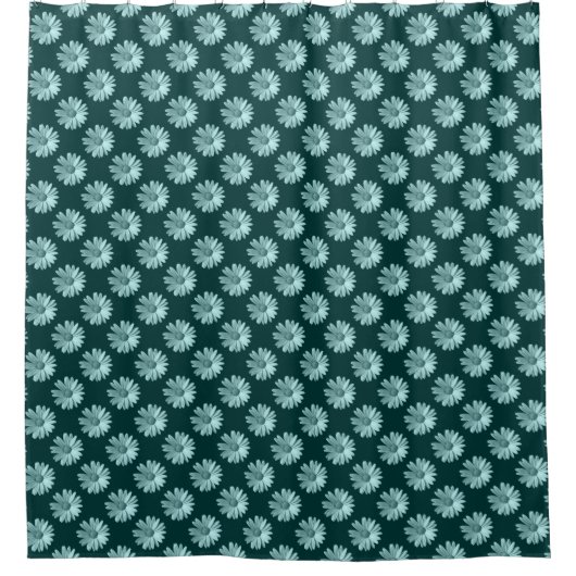 Daisy Pattern - Dunkelgrün Duschvorhang (Vorderseite)