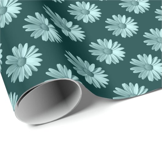 Daisy Pattern - Dunkelgrün Geschenkpapier (Rolleneckpunkt)