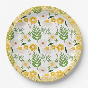 Daisy Pattern, Golden Trim, Pappteller