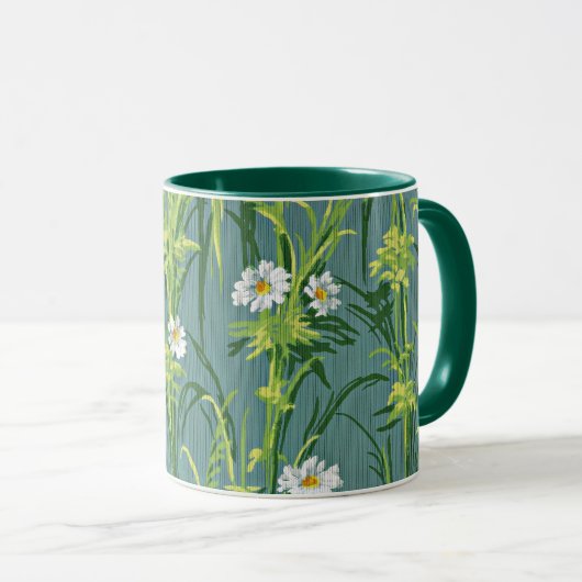 Daisy Pattern, grünes Muster, Tasse (VorderseiteRechts)