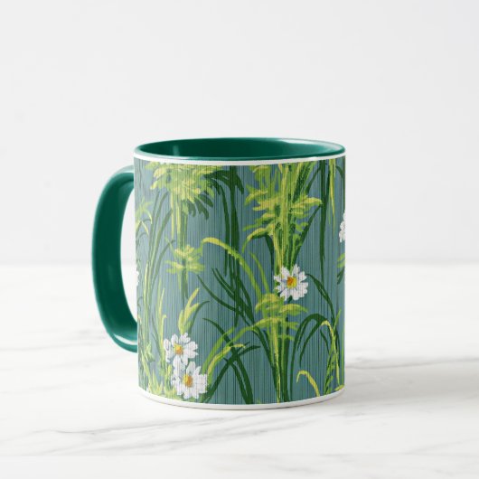 Daisy Pattern, grünes Muster, Tasse (Vorderseite Links)