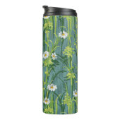 Daisy Pattern, grünes Muster, Thermosbecher (Nach rechts gedreht)