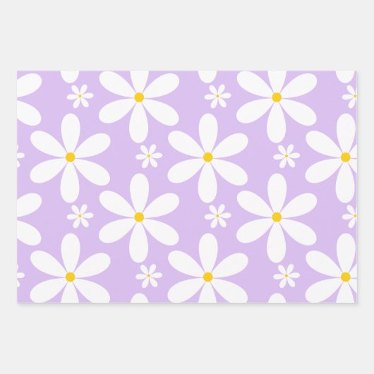 Daisy Pattern (Lila) Geschenkpapier Set (Vorderseite 2)