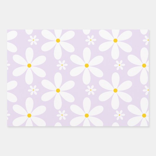 Daisy Pattern (Lila) Geschenkpapier Set (Vorderseite)