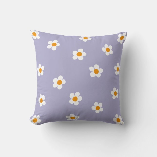 Daisy Pattern Lila Niedlich Kissen (Vorderseite)