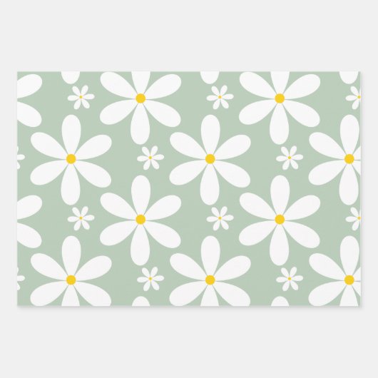 Daisy Pattern (Mint) Geschenkpapier Set (Vorderseite 3)