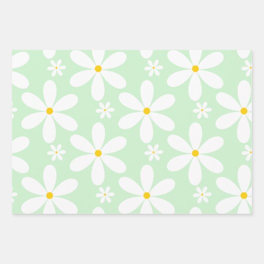 Daisy Pattern (Mint) Geschenkpapier Set (Vorderseite 2)