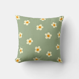 Daisy Pattern Niedlich Modern Green Kissen