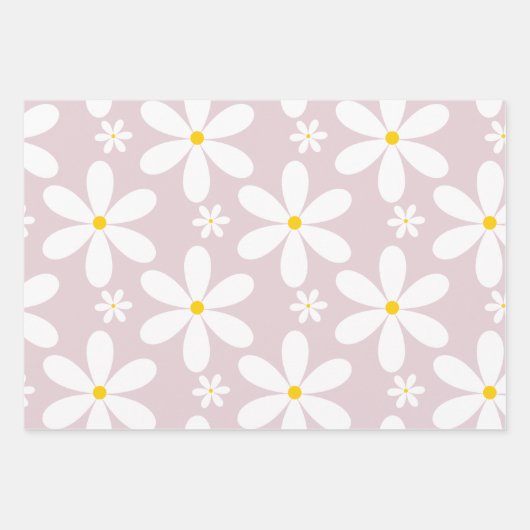 Daisy Pattern (PInk) Geschenkpapier Set (Vorderseite 2)