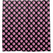 Daisy Pattern - Rosa auf Schwarz Duschvorhang (Vorderseite)