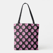 Daisy Pattern - Rosa auf Schwarz Tasche (Rückseite)