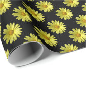 Daisy Pattern - Vollfarbigkeit auf schwarz Geschenkpapier (Rolleneckpunkt)