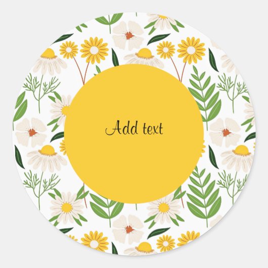 Daisy Pattern Yellow Template Runder Aufkleber (Vorderseite)
