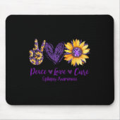 Daisy Peace Liebe Heilung Epilepsie Awareness Lila Mousepad (Vorne)