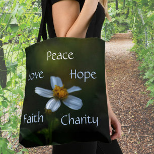 Daisy Peace Liebe Hope Faith Wohltätigkeit Floral Tasche