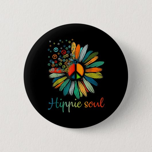 Daisy Peace Sign Hippie Soul Blume Liebe Geschenke Button (Vorderseite)