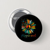 Daisy Peace Sign Hippie Soul Blume Liebe Geschenke Button (Vorne & Hinten)