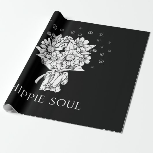Daisy Peace Sign Hippie Soul Geschenkpapier (Ungerollt)
