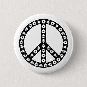 Daisy Peace Symbol Button