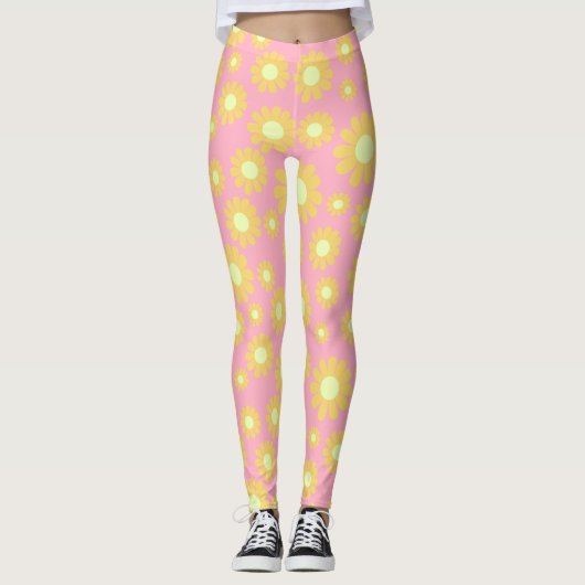 Daisy Peach Orange Leggings (Vorderseite)