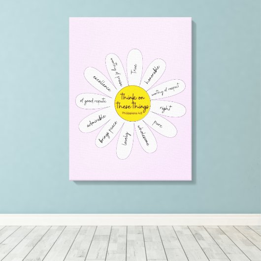 Daisy Philippians 4:8 Dekorative Leinwand (Insitu (Holzboden))