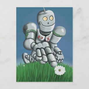 Daisy Picking Robot Postcard Postkarte