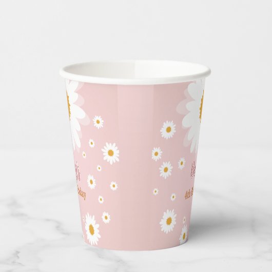 Daisy Pink Any Age Birthday Pappbecher (Links)