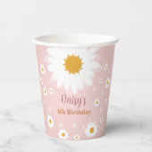 Daisy Pink Any Age Birthday Pappbecher (Vorderseite)