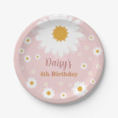 Daisy Pink Any Age Birthday Pappteller (Vorderseite)