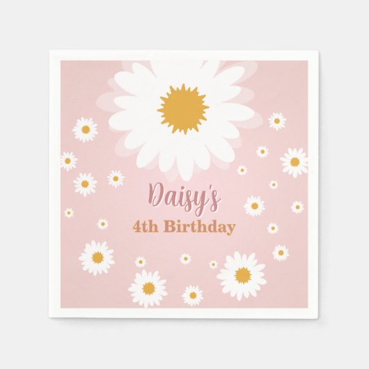 Daisy Pink Any Age Birthday  Serviette (Vorderseite)