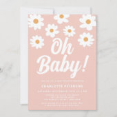 Daisy Pink Baby Dusche Einladung (Vorderseite)