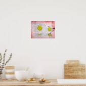 Daisy Pink Blossoms Elegante Chic Mod Floral Poster (Küche)