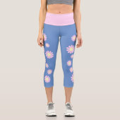 Daisy Pink Blue Capri Leggings (Vorderseite)