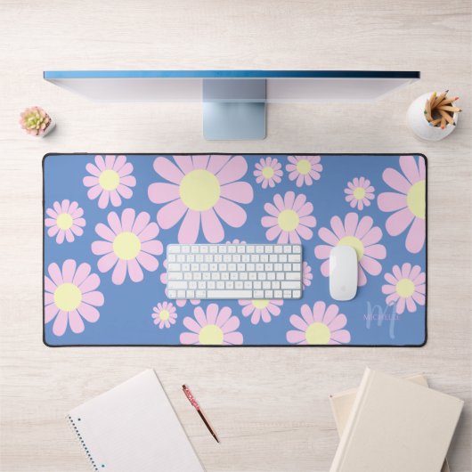 Daisy Pink Blue Desk Mat Schreibtischunterlage (Büro 1)