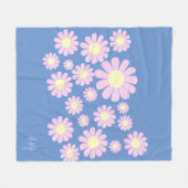 Daisy Pink Blue Fleecedecke (Vorderseite (Horizontal))