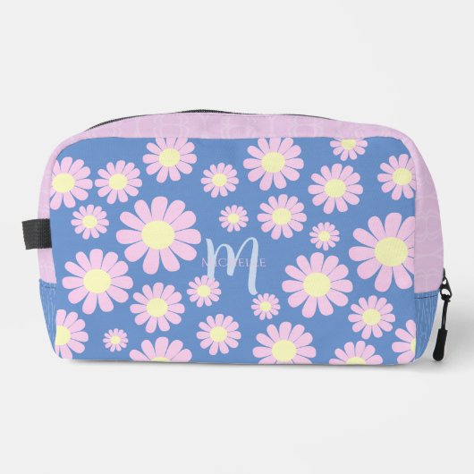 Daisy Pink Blue Print Cut Nähtasche Waschbeutel (Vorderseite)