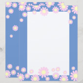 Daisy Pink Blue Staionery Paper (Vorne/Hinten)