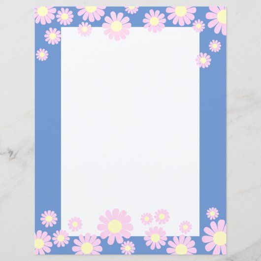 Daisy Pink Blue Staionery Paper (Vorderseite)