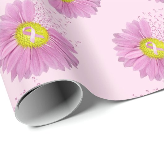 Daisy Pink Breast Cancour Survivor Ribbons Geschenkpapier (Rolleneckpunkt)