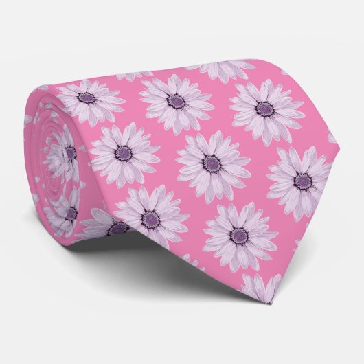 Daisy Pink Floral Krawatte (Gerollt)