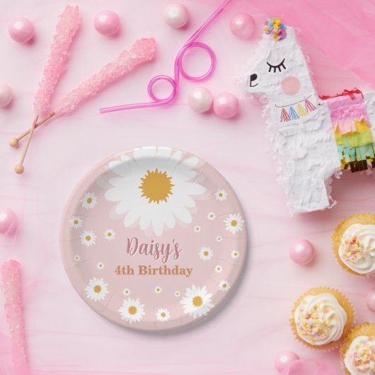 Daisy Pink Geburtstag für jedes Alter  Pappteller (Party)