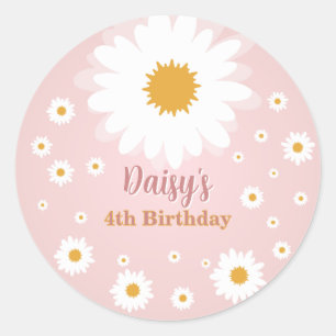Daisy Pink Geburtstag für jedes Alter Runder Aufkleber