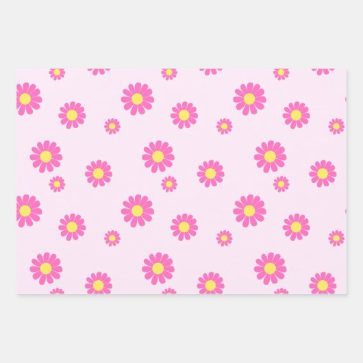 Daisy Pink Geschenkpapier Set (Vorderseite)