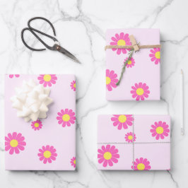 Daisy Pink Geschenkpapier Set