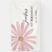 Daisy Pink Girl First Birthday Party Banner (Vertikal)