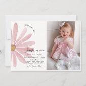 Daisy Pink Girl First Birthday Party Foto Einladung (Vorderseite)